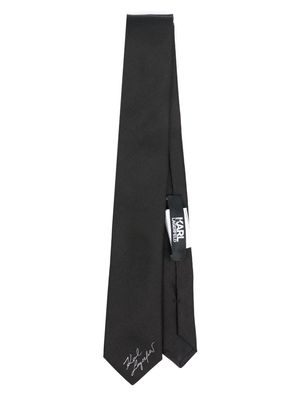 Karl Lagerfeld logo-embroidered silk tie - Black