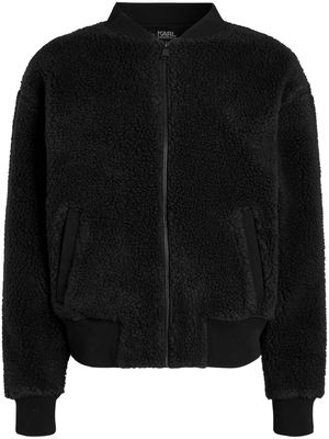 Karl Lagerfeld logo-embroidered zip-up bomber jacket - Black