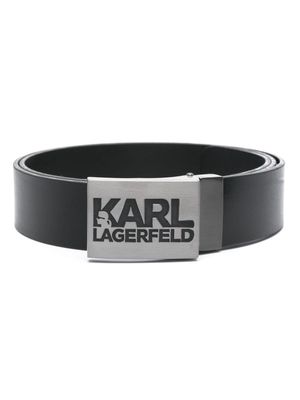 Karl Lagerfeld logo-engraved leather belt - Black