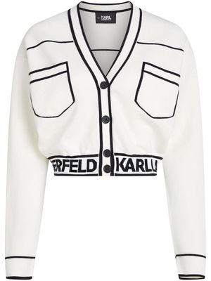 Karl Lagerfeld logo-hem contrast-trim cardigan - White