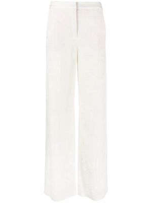 Karl Lagerfeld logo-jacquard wide-leg trousers - White