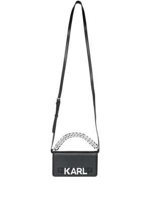 Karl Lagerfeld logo-lettering leather phone case - Black