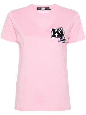 Karl Lagerfeld logo-patch cotton T-shirt - Pink