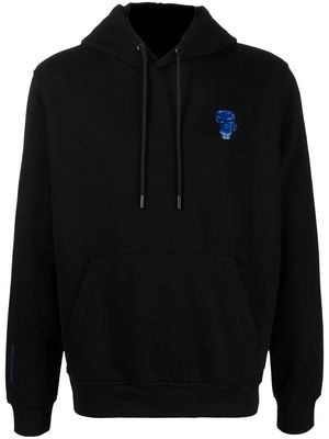 Karl Lagerfeld logo-patch drawstring hoodie - Black