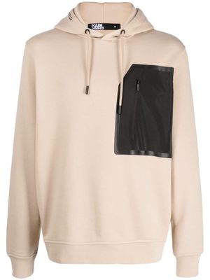 Karl Lagerfeld logo-patch drawstring hoodie - Neutrals