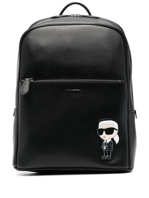 Karl Lagerfeld logo-patch leather backpack - Black