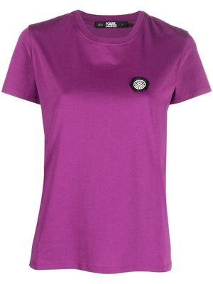 Karl Lagerfeld logo-patch short-sleeve cotton T-shirt - Purple