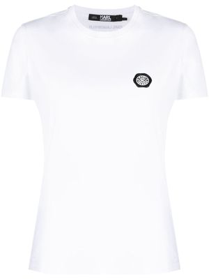 Karl Lagerfeld logo-patch short-sleeve cotton T-shirt - White