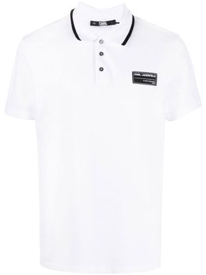 Karl Lagerfeld logo-patch short-sleeve polo shirt - White