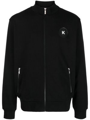 Karl Lagerfeld logo-patch zip-up cardigan - Black