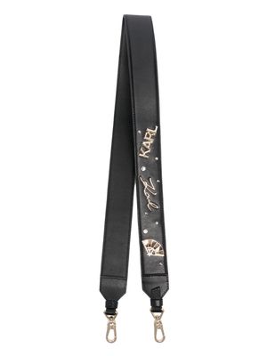 Karl Lagerfeld logo-plaque embellished strap - Black