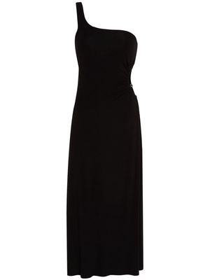 Karl Lagerfeld logo-plaque one-shoulder midi dress - Black