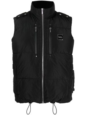 Karl Lagerfeld logo-plaque quilted gilet - Black