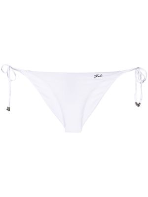 Karl Lagerfeld logo-plaque tied bikini bottoms - White