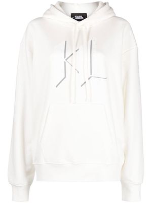 Karl Lagerfeld logo-print cotton hoodie - Neutrals
