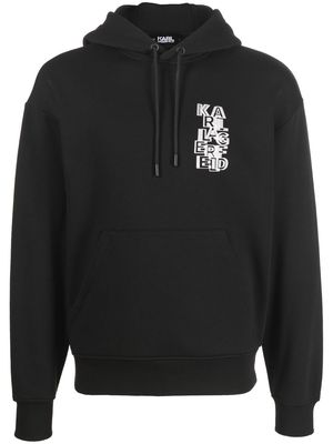 Karl Lagerfeld logo-print drawstring hoodie - Black