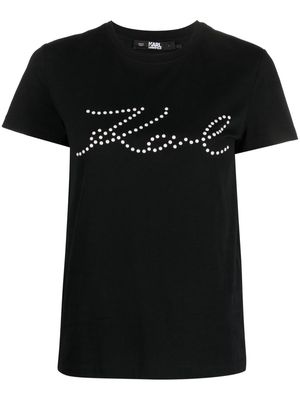 Karl Lagerfeld logo print-embellished organic-cotton T-shirt - Black