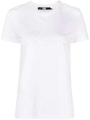 Karl Lagerfeld logo print-embellished organic-cotton T-shirt - White