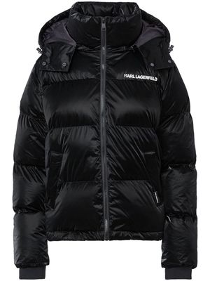 Karl Lagerfeld logo-print hooded puffer jacket - Black
