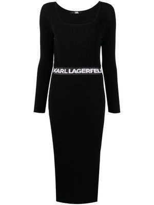 Karl Lagerfeld logo-print knitted dress - Black