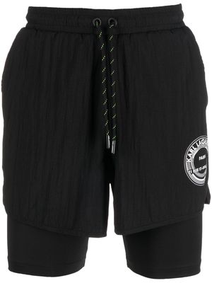 Karl Lagerfeld logo-print layered shorts - Black