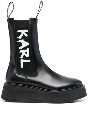 Karl Lagerfeld logo-print leather ankle boots - Black