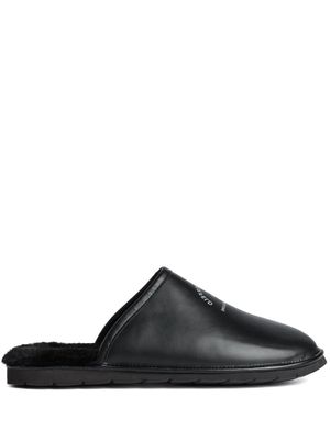 Karl Lagerfeld logo-print leather slippers - Black