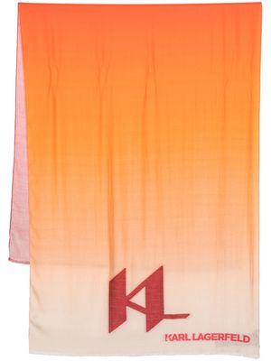 Karl Lagerfeld logo-print ombré-effect scarf - Orange