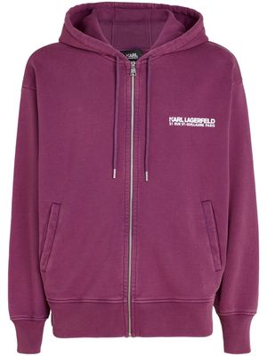 Karl Lagerfeld logo-print organic-cotton hoodie - Purple
