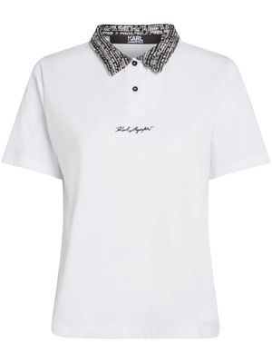 Karl Lagerfeld logo-print organic cotton polo shirt - White