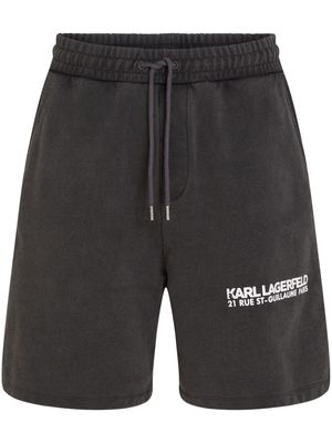 Karl Lagerfeld logo-print organic-cotton track shorts - Black