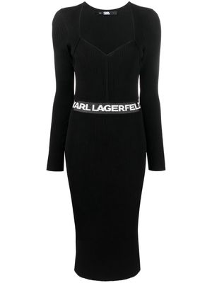 Karl Lagerfeld logo-print ribbed dress - Black