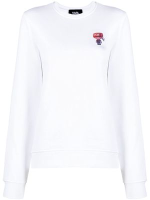 Karl Lagerfeld logo-print round neck sweatshirt - White