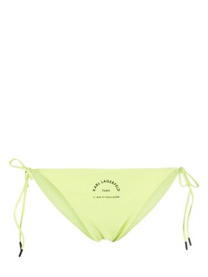Karl Lagerfeld logo-print self-tie bikini bottoms - Green