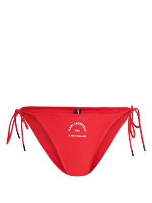 Karl Lagerfeld logo-print string bikini bottoms - Red