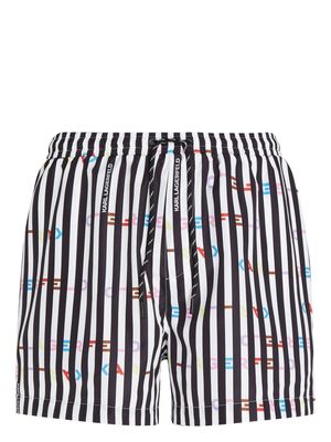 Karl Lagerfeld logo-print striped swim shorts - Black