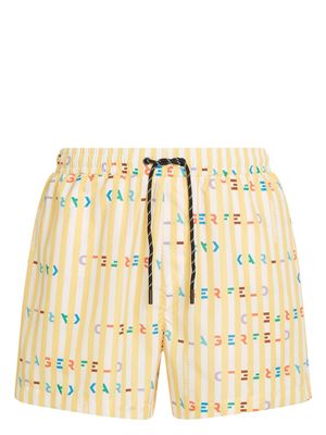 Karl Lagerfeld logo-print striped swim shorts - Yellow