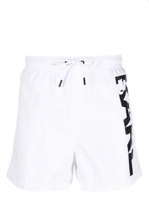 Karl Lagerfeld logo-print swim shorts - White