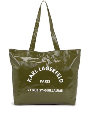 Karl Lagerfeld logo-print twill tote bag - Green