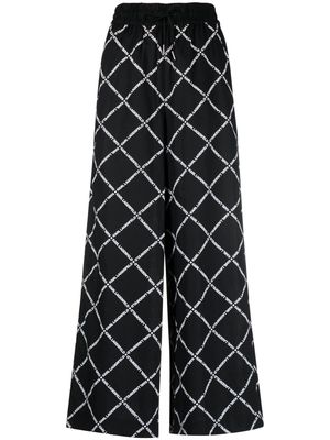 Karl Lagerfeld logo-print wide-leg trousers - Black