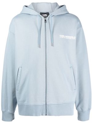 Karl Lagerfeld logo-print zip-up hoodie - Blue