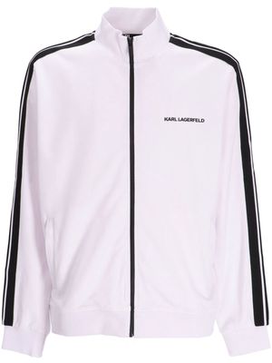 Karl Lagerfeld logo-print zip-up jacket - White