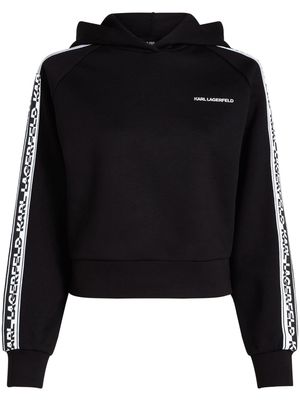 Karl Lagerfeld logo-tape cropped hoodie - Black