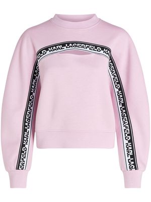 Karl Lagerfeld logo-tape cut out-detail sweatshirt - Pink
