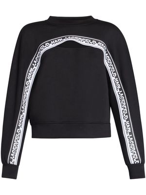 Karl Lagerfeld logo-tape cut-out sweatshirt - Black