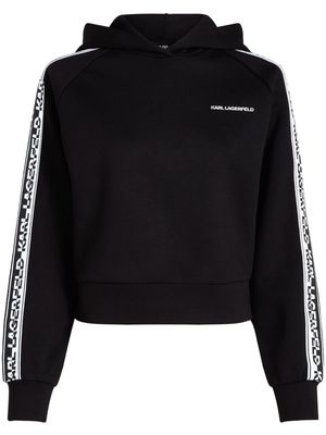Karl Lagerfeld logo-tape jersey hoodie - Black