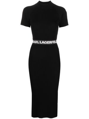 Karl Lagerfeld logo-tape knitted dress - Black