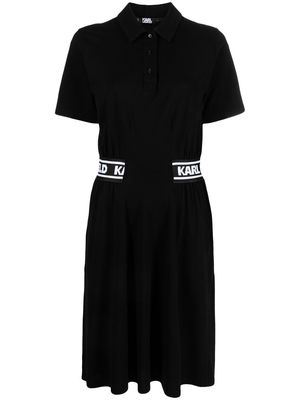 Karl Lagerfeld logo-tape mini polo dress - Black