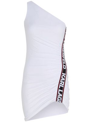 Karl Lagerfeld logo-tape one-shoulder minidress - White