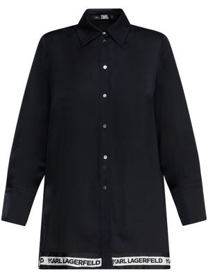 Karl Lagerfeld logo-tape satin tunic shirt - Black